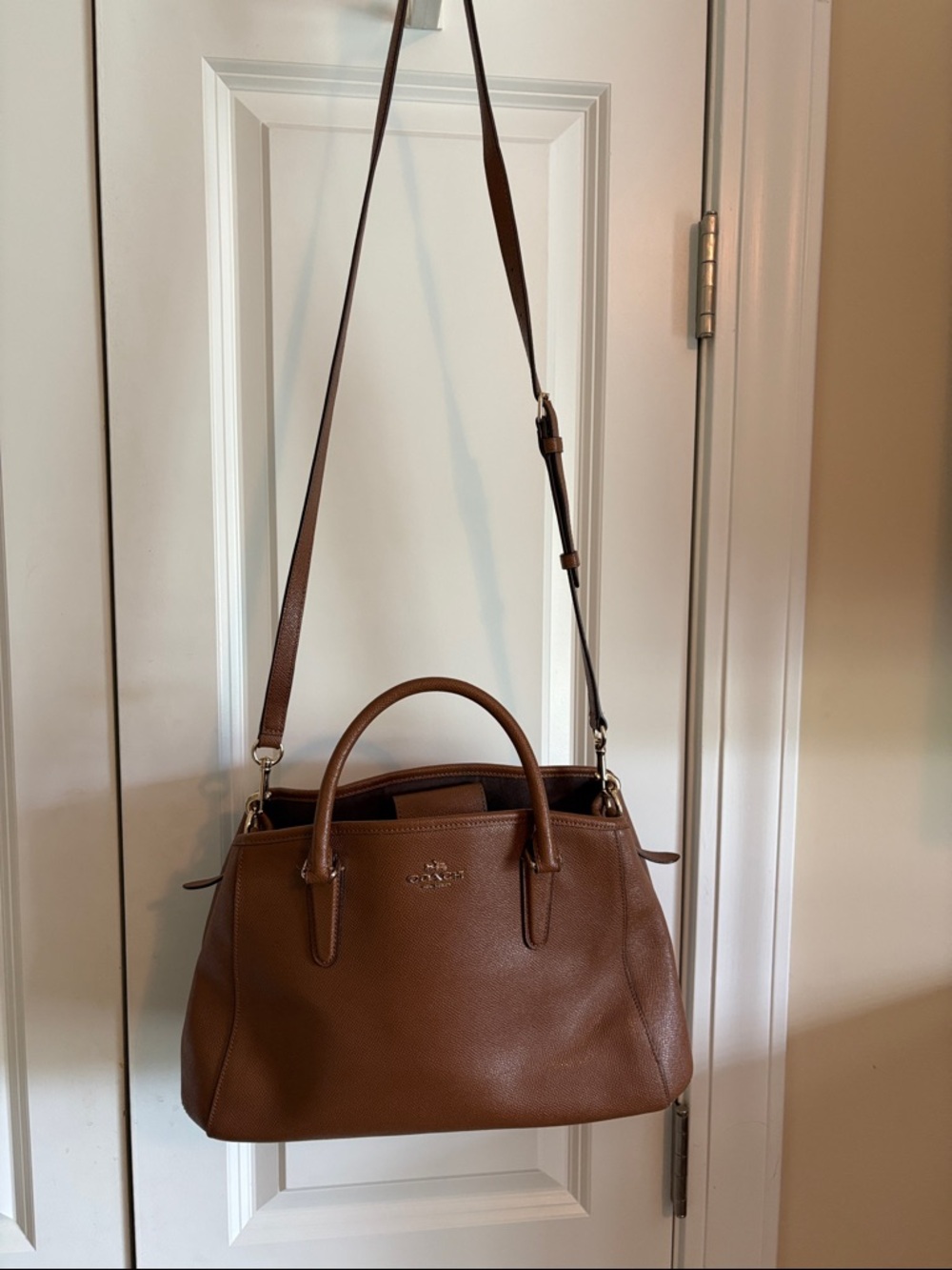 Coach Brown Pebbled Leather Satchel with Removable Strap